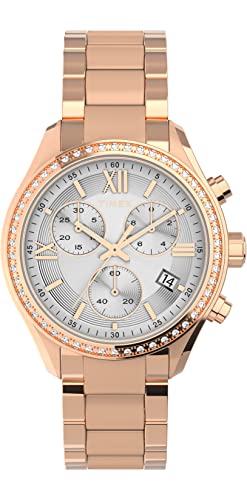 Timex Classic 38mm Roségoldfarbener Armbanduhr für Damen mit Kristall TW2V57900 von Timex