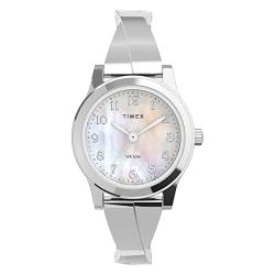 Timex Classics 25mm Armbanduhr für Damen, Halbarmreif, mit Dehnband, silberfarben, TW2V51200 von Timex