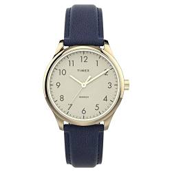Timex Easy Reader 32mm Blaues Lederarmband Damen-Armbanduhr TW2V36200 von Timex