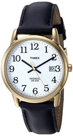 Timex Easy Reader Herren-Armbanduhr, Leder, 35 mm, Schwarz von Timex