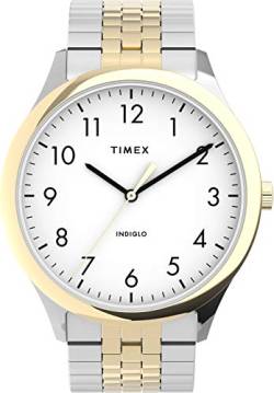 Timex Modern Easy Reader 40 mm Herren-Armbanduhr mit Expansionsband, zweifarbig, TW2U40000 von Timex