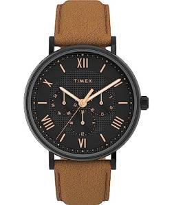 Timex Southview TW2V91600 Armbanduhr, für Herren, 41 mm, Lederband, Schwarz von Timex