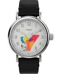 Timex Standard x Peanuts TW2V60900 Dream in Color 40 mm Lederarmband, schwarz / weiß von Timex