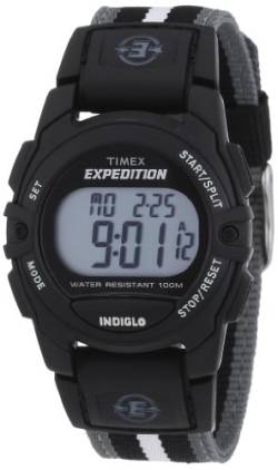 Timex Unisex Expedition Digital CAT 33mm Uhr - Schwarzes Gehäuse mit Schwarz & Grau Gestreiftem Stoffband T49661 von Timex