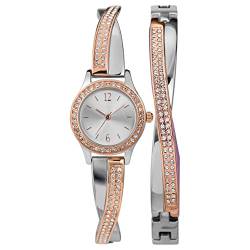 Timex Women's Swarovski Crystal 23mm Watch & Bracelet Gift Set Rose Gold Two-Tone von Timex