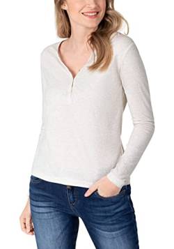 Timezone Damen Longsleeve Henley-Hemd, Off White Melange, M von Timezone