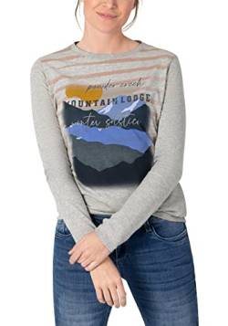 Timezone Damen Printed Longsleeve T-Shirt, paloma Grey Melange, L von Timezone