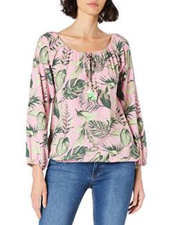 Timezone Damen Printed Tunic Blouse Bluse, pink Philo Leaves, S von Timezone