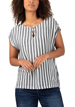 Timezone Damen Striped Airy Top T-Shirt, Grey White Stripe, XL von Timezone