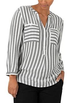 Timezone Damen Striped Henley Blouse Bluse, Grey White Stripe, S von Timezone