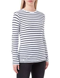 Timezone Damen Striped Longsleeve T-Shirt, White Blue Stripe, XXL von Timezone