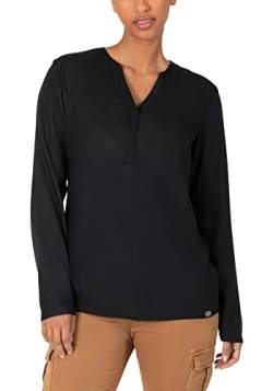 Timezone Damen Tape Henley Blouse Bluse, Black, S von Timezone