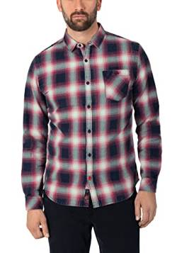 Timezone Herren Effect Weave Check Shirt Hemd, Chili red Microcheck, L von Timezone