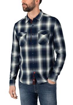 Timezone Herren Flanell Shirt Hemd, Indigo Blue Check, 3XL von Timezone