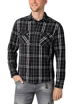 Timezone Herren Heavy Flanell Shirt Hemd, Black Check, L von Timezone