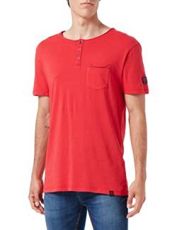 Timezone Herren Washed Henley T-Shirt, red, L von Timezone