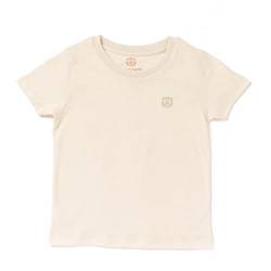 Timino Kinder T-Shirt Baby Kurzarm Shirt Jungen Mädchen Unisex Sommer Bio Baumwolle einfarbig Creme weiß beige Natur hochwertig Tiger Größe 80-86 (1-2 Jahre) von Timino