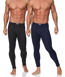 Timone Herren 2er Pack Lange Unterhose TISS001 (Schwarz/Dunkelblau, L) von Timone