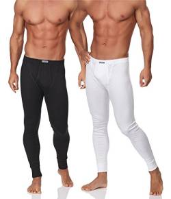 Timone Herren 2er Pack Lange Unterhose TISS001 (Weiß/Schwarz, L) von Timone