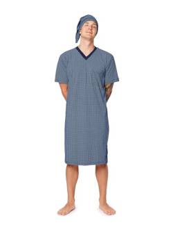 Timone Herren Nachthemd mit Schlafmütze TIDR5002 (Marineblau 677606 (Kurzarm), L) von Timone