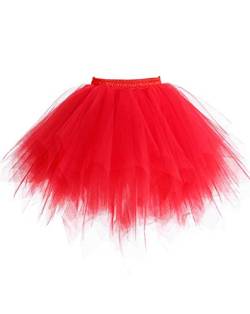 Timormode Tutu 50er Tüllrock Reifrock Kurz Tanzkleid Unterrock Blase Rockabilly Petticoat Ballett Rot L von Timormode