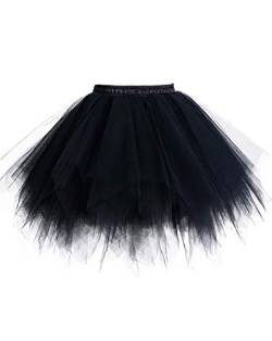 Timormode Tutu 50er Tüllrock Reifrock Kurz Tanzkleid Unterrock Blase Rockabilly Petticoat Ballett Schwarz XL von Timormode