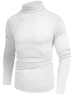 Herren Rollkragen Langarm T-Shirt Tops Schlank Einfarbig Winter Elastisch Pullover von Timuspo