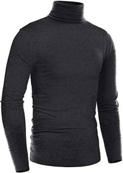 Herren Slim Fit Pullover Rollkragen Schwarzer Sweatshirt Langarmshirt T-Shirt von Timuspo