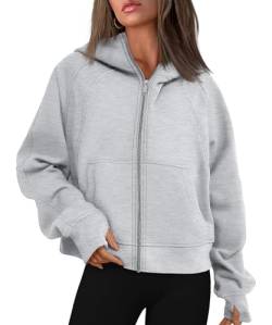 Timuspo Classics Ladies Athletic Zip Hoody Damen Kapuzenpullover mit Reißverschluss College Jacke Übergangsjacke Hoody mit Kapuze Grau 4 6 von Timuspo