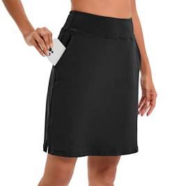 Timuspo Damen Activewear Knielanger Rock mit Innenhose Athletic High Waist Tennis Skort Long Golf Casual Rock mit Tasche von Timuspo