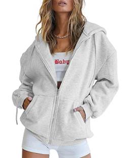 Timuspo Damen Kapuzenpullover Y2k Zipup Hoodie Sweatshirt mit Kapuze Kapuzenjacke mit Reißverschluss Outdoor Training Jogging Sport Style von Timuspo