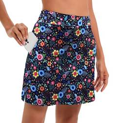 Timuspo Damen Skort Tennisrock Hosenrock Rock mit Short Integriert und 4 Taschen Sommerrock Sportrock Golf Wandern von Timuspo