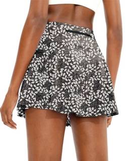 Timuspo Damen Sommer-Sportrock mit Hose drunter, High-Waist Activewear Plissee-Tennis Reiten Wandern Skorts von Timuspo