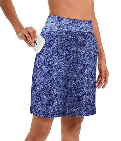 Timuspo Damen Sommer Tennisrock knielanger Golfrock mit Innenhose Hosen mit hoher Taille Skorts mit Tasche von Timuspo