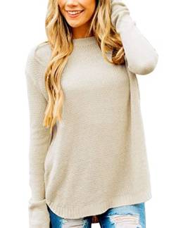 Timuspo Damen Strickpullover Casual Langarm Rundhalsausschnitt Einfarbige Pullover Tops für Damen von Timuspo