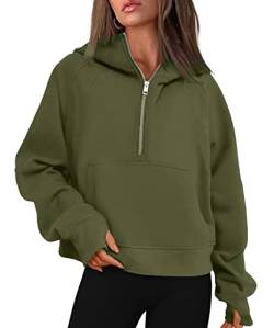 Timuspo Damen Sweatjacke Hoodie Sweatshirtjacke Pullover Oberteile Kapuzenpullover Einfarbig Zip Casual Hoodie Sweatshirt von Timuspo