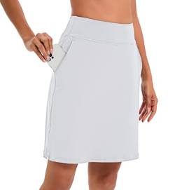 Timuspo Damen weißer Skort Sportrock mit Tasche für Laufen, Tennis, Golf von Timuspo