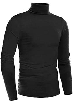 Timuspo Herren Slim fit Rollkragen Pullover Langarmshirt Feinstrick Sweater Freizeit Männer Sweatshirt schwarz 16-18 von Timuspo