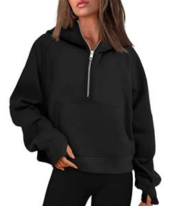 Timuspo Kapuzenpullover Damen Langarm V-Ausschnitt Pullover Sweatshirt mit Kapuze Y2k Zip Up Hoodie von Timuspo