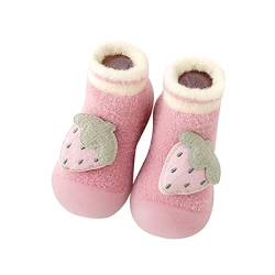 Baby Fluffy Sockenschuhe Kleinkind Mädchen Jungen Bodensocken Cartoon Socken Schuhe Atmungsaktiv Krabbelschuhe Gummisohle Rutschfest Lauflernschuhe Herbst Winter Warm Babyschuhe (Rosa, 25 EU) von TinaDeer