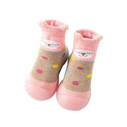Baby Kleinkind Cartoon Sockenschuhe Mädchen Jungen Babyschuhe Atmungsaktiv Krabbelschuhe Gummisohle Rutschfest Lauflernschuhe Herbst Winter Warm Bodensocken Weicher Socken Schuhe (Rosa, 20 EU) von TinaDeer