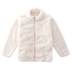 Baby Kleinkind Fleecejacke für 2-16 Jahre Kinder Jungen Mädchen Übergangsjacke Frühling Herbst Winter Warm Fleece Jacke Stehkragen Kuscheljacke Strickfleecejacke Fleecemantel (White, 11-12 Years) von TinaDeer