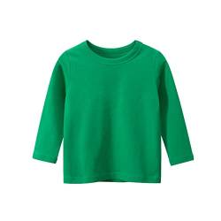 Baby Kleinkind Jungen Mädchen Basic T Shirt Solid Langarmshirt Longsleeve T-Shirt Lässige Lose Bluse T-Stück Baumwolle Rundhals Langarm Tunika Tops für 1-9 Jahre Kinder Unisex (Green, 6-8 Years) von TinaDeer