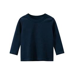 Baby Kleinkind Jungen Mädchen Basic T Shirt Solid Langarmshirt Longsleeve T-Shirt Lässige Lose Bluse T-Stück Baumwolle Rundhals Langarm Tunika Tops für 1-9 Jahre Kinder Unisex (Navy, 2-3 Years) von TinaDeer