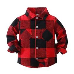 Baby Kleinkind Kinder Unisex Jacke Kariert Streifen Shirt Langarm Button Down Jacken Jungen Mädchen Revers Hemd mit Taschen Mode Flanell Coat Tops Shacket Frühling Herbst Winter Outwear von TinaDeer