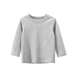 Baby Kleinkind Mädchen Jungen Basic T Shirt Solid Langarmshirt Longsleeve T-Shirt Lässige Lose Bluse T-Stück Baumwolle Rundhals Langarm Tunika Tops für 1-9 Jahre Kinder Unisex (Grey, 2-3 Years) von TinaDeer