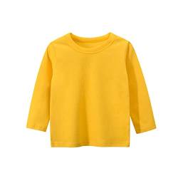 Baby Kleinkind Mädchen Jungen Basic T Shirt Solid Langarmshirt Longsleeve T-Shirt Lässige Lose Bluse T-Stück Baumwolle Rundhals Langarm Tunika Tops für 1-9 Jahre Kinder Unisex (Yellow, 1-2 Years) von TinaDeer