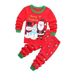 Baby Kleinkind Mädchen Jungen Weihnachten Zweiteiliger Schlafanzüge Kinder Schlafanzug Set Weihnachten Bedruckte Nachtwäsche Set Winter Pyjama Set 80 86 92 98 104 110 116 122 (Red, 3-4 Years) von TinaDeer