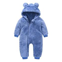 Baby Schneeanzüge Winter Overall mit Kapuze Winter Strampler Fleece Overall mit Fuß für Babys Neugeborene Kleinkind Mädchen Jungen Warm Jumpsuit für 0-12 Monate (Blau, 18-24 Monate) von TinaDeer