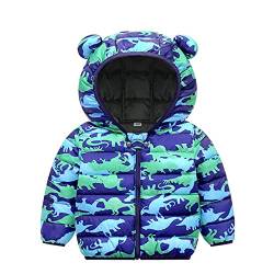 Baby Winter Jacke mit Kapuze Ultraleicht Mäntel Gepolstert Leicht Steppjacke Jungen Mädchen Herbst Winter Warmer Kapuzenmantel Winterjacke Wintermantel für 6 Monate - 4 Jahre (Blau A, 6-12 Monate) von TinaDeer